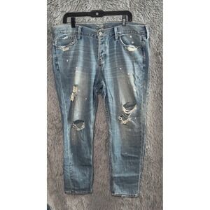 Abercrombie Fitch 1892 Collection BF straight‎ Light Wash Dist Paint Splat 14R